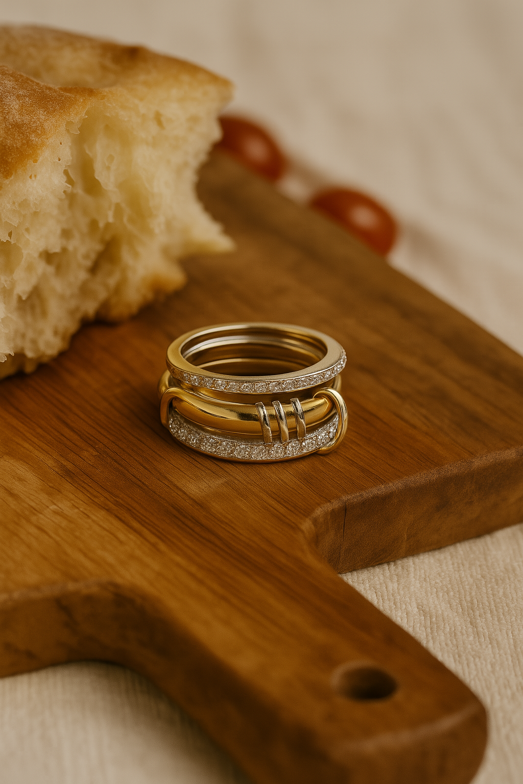 Trío ring set styled with coastal outfit – nickel-free and tarnish-resistant